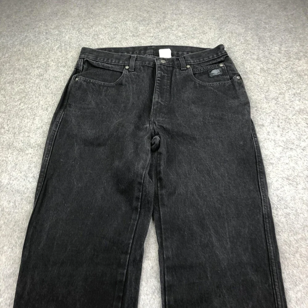 Harley-Davidson Jeans Mens 33x30 Black Charcoal Wash Regular Straight Denim